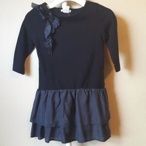 CREWNUTS NAVY BLUE SILK TRIM TIERED DRESS 4T/5T